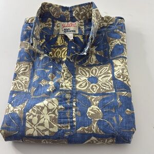 Reyn Spooner Alfred Shaheen Shirt Mens XL Blue Short Sleeve Floral